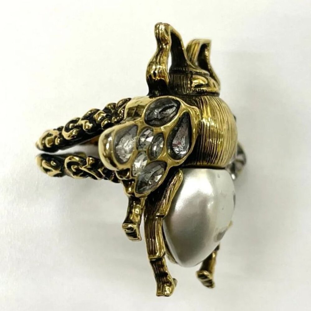 Gucci Bee Ring S GP Rhinestone Faux Pearl - Picture 8 of 14